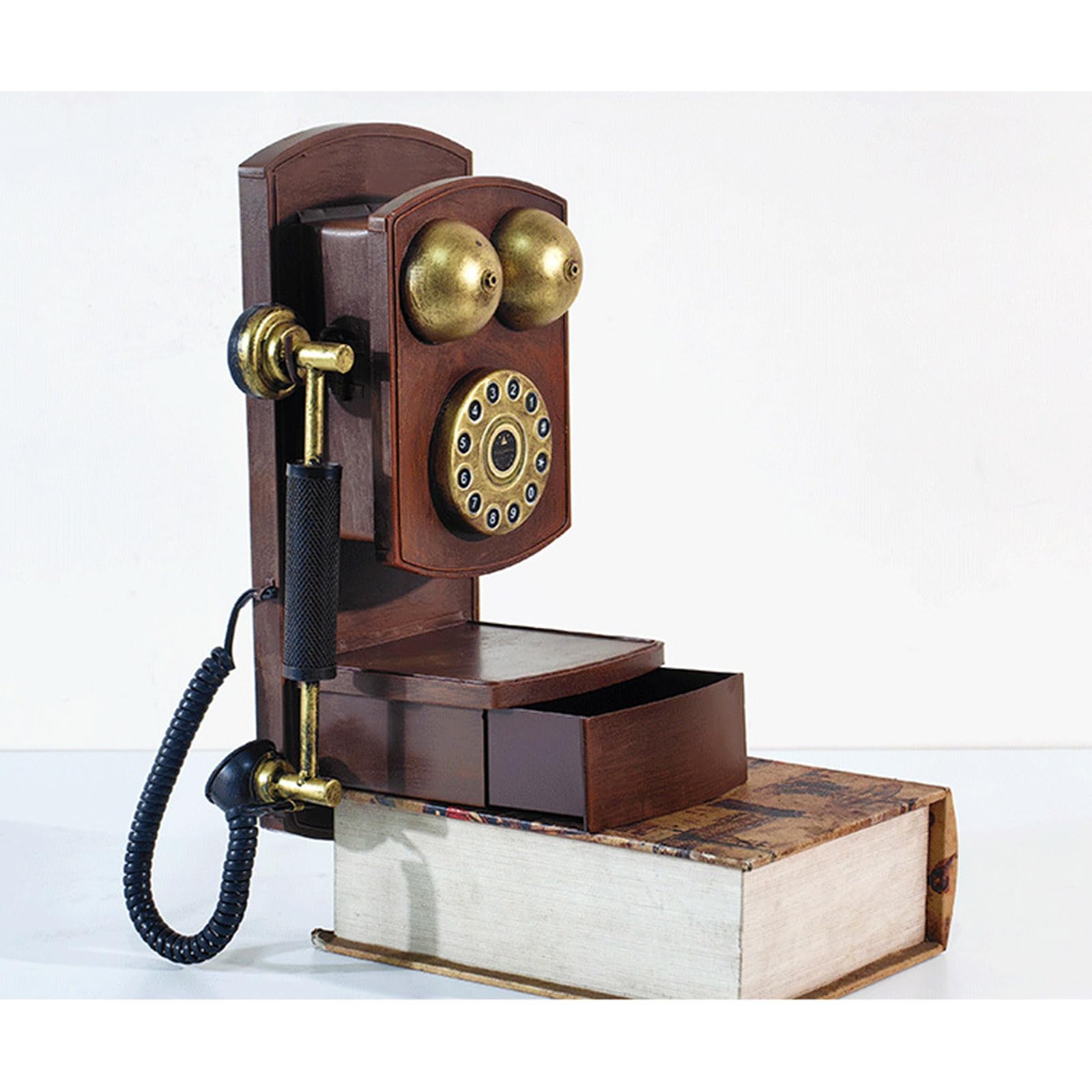 Retro Klassisches Wandtelefon mit Schnur, antikes Festnetztelefon mit Aufbewahrungsbox, modernes Homeoffice