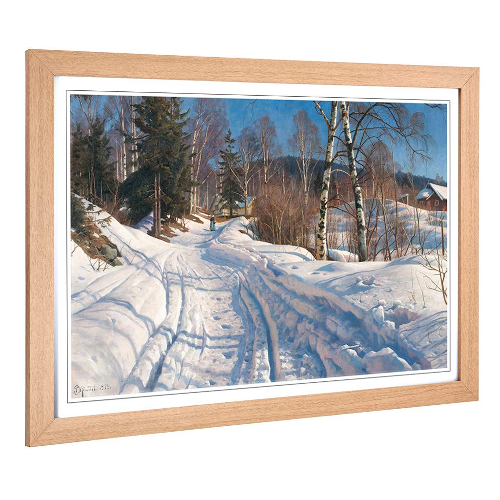 Big Box Art Framed Print of Peder Mork Monstead A Winter Path Design | Wall Art Picture | Home Decor for Kitchen, Living Room, Bedroom, Hallway, Oak, A2 / 24.5x18 Inch / 62x45cm