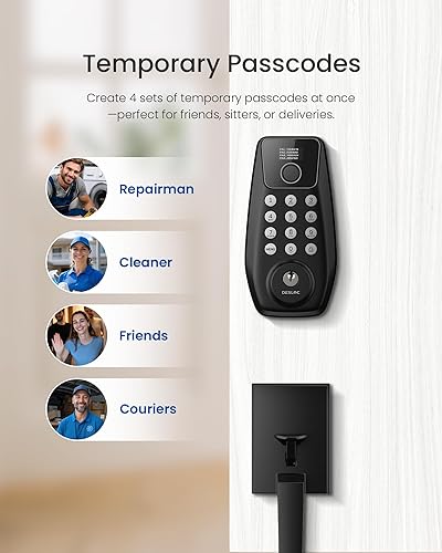 Miniatura 4 de DESLOC Cerradura de puerta de entrada sin llave C110 con juego de manija y pantalla (pantalla inteligente), cerraduras de puerta de huellas