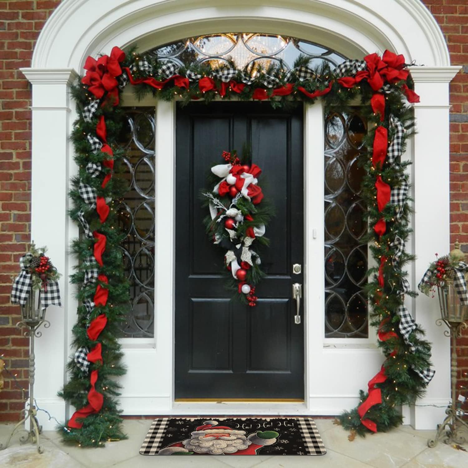 Roszwtit Merry Christmas Door Mat 30 X 17 Inch Santa Claus Ho Ho Ho Doormat Indoor Outdoor Entrance Floor Rug Non Slip Winter Christmas Decor Rubber Welcome Mats