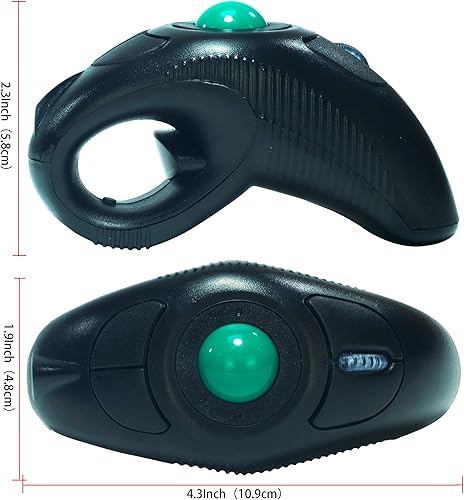 Miniatura 2 de YUMQUA Mouse de mano para dedos, mouse de trackball inalámbrico, 2.4 GHz USB inalámbrico con bola rodante, ratones de aire de mano, ratones de