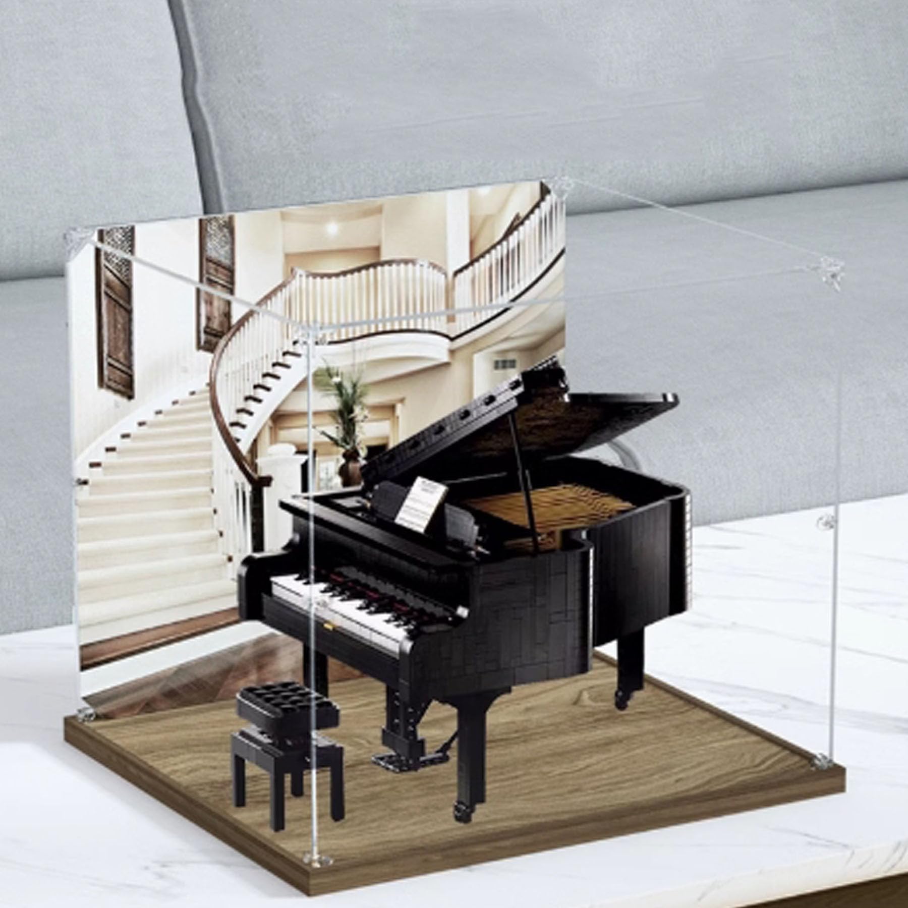 Acrylic Clear Display Case for Lego 21323 Grand Piano Display Box,Building Block Collectibles Transparent Dustproof Showcase Storage Box (Only Case) (Background 2)
