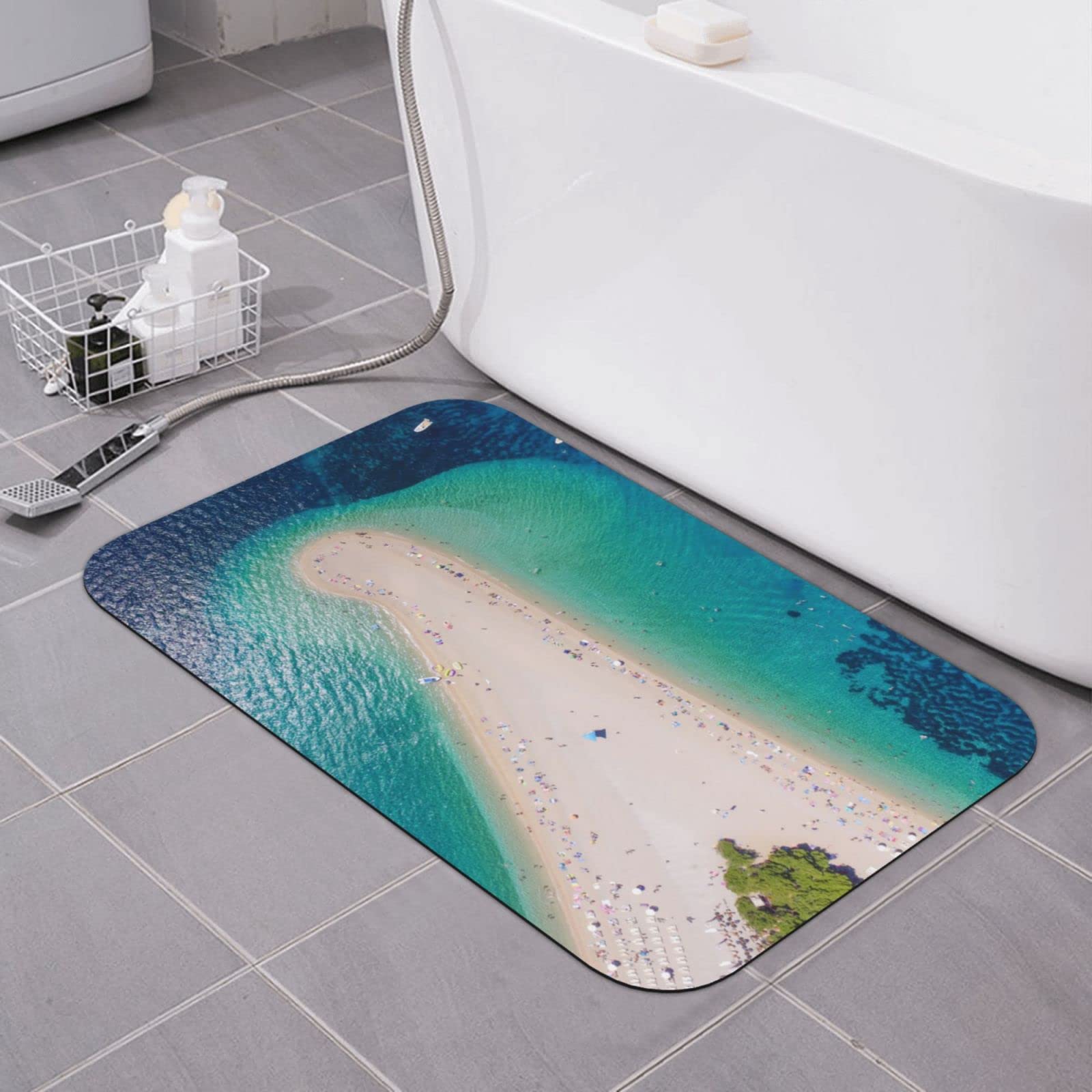 Tapis de bain antidérapant évite les glissades motif île Croatie