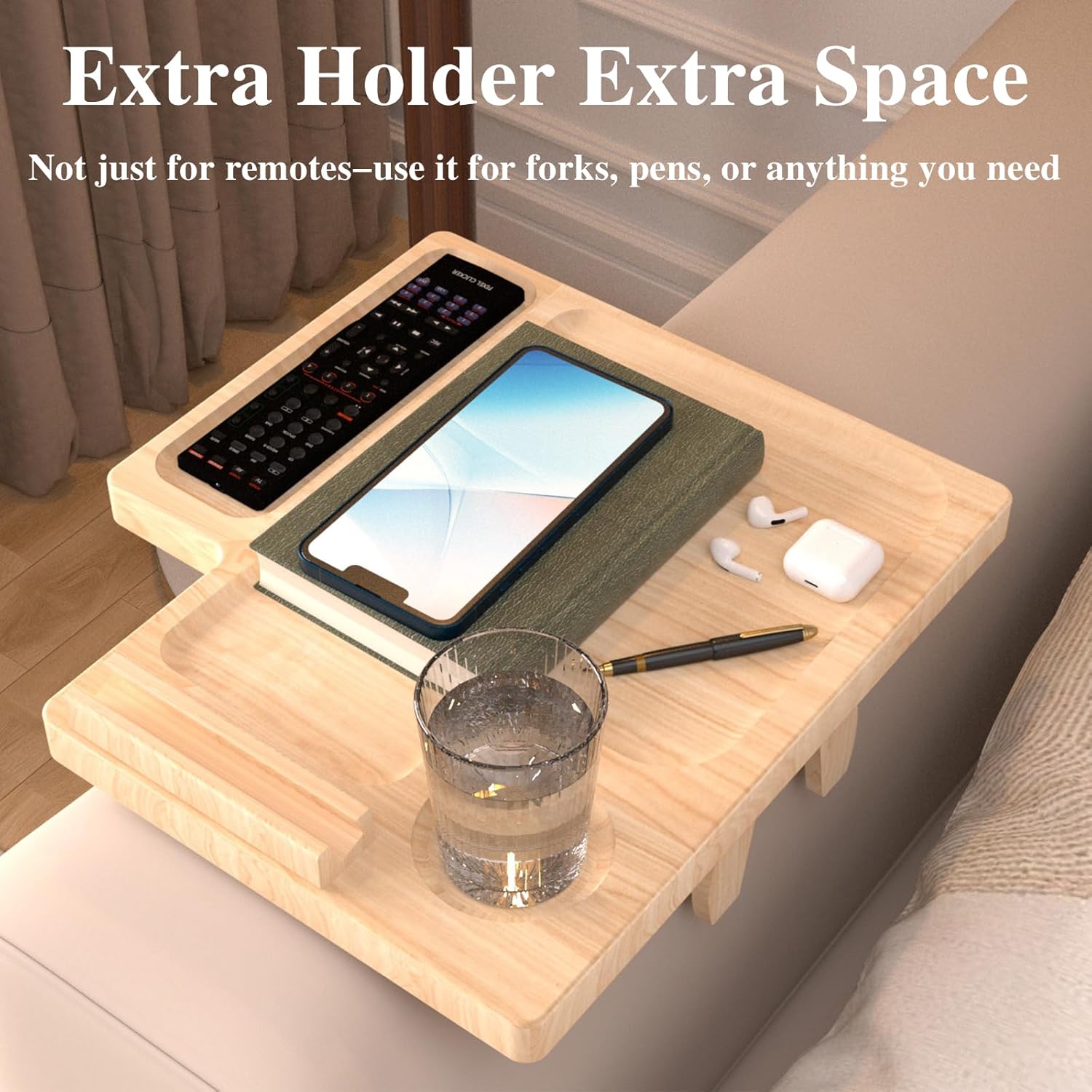 Bamboo Couch Arm Table with Remote Control Tray Tunisia Ubuy