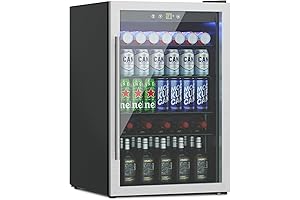 4.5 Cubic Feet Mini Fridge with Stylish Glass Door and Adjustable Shelves