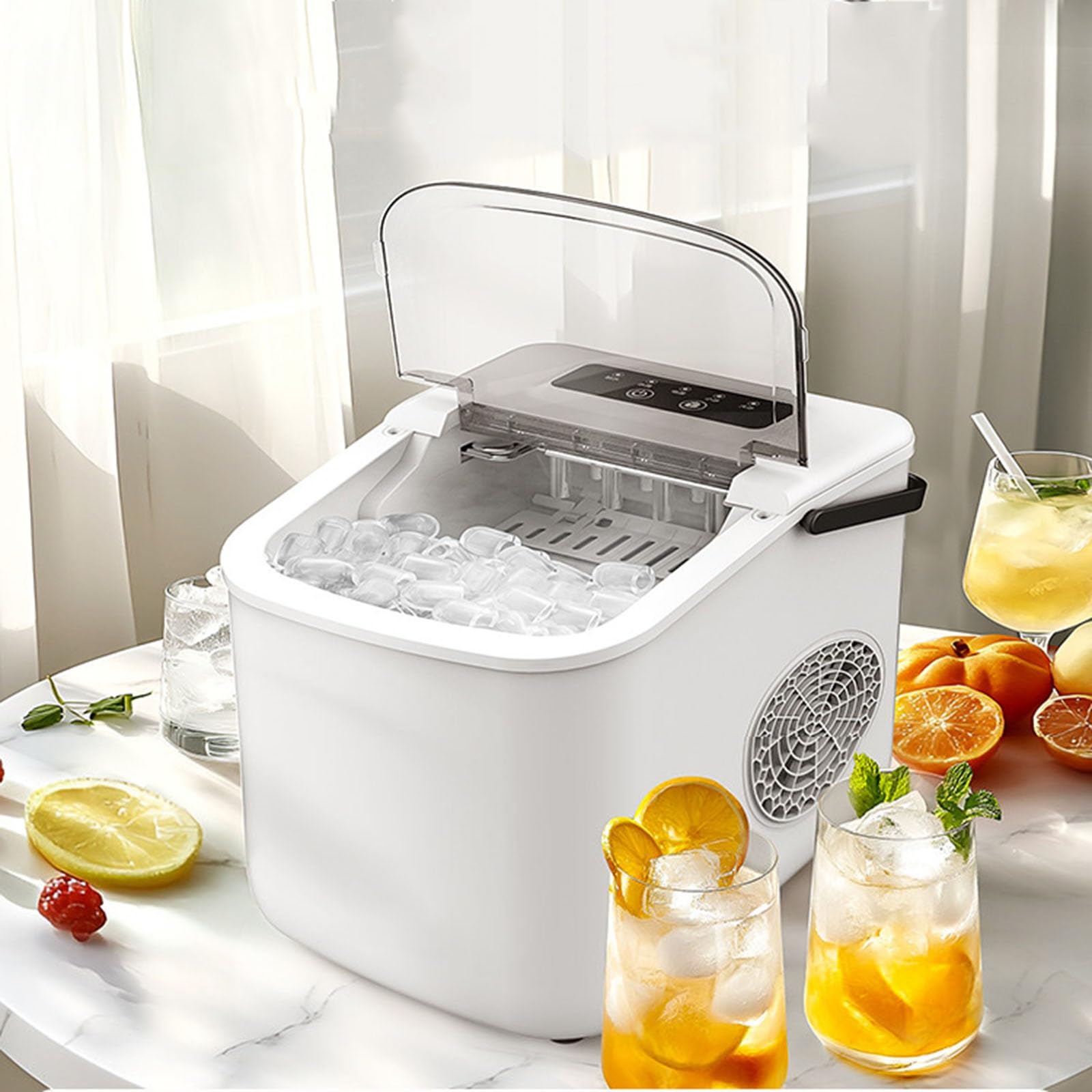 Kleiner Eisbereiter, Tisch-Eisbereiter, 6 Minuten Schnelleis, Geringer Verbrauch, 9 Eiswürfel Pro Charge, Ideal für Schlafsäle, Privatküchen