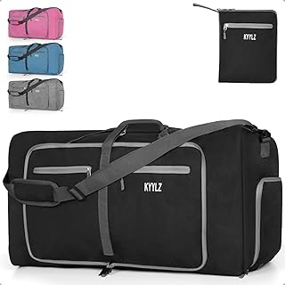 85L Faltbare Reisetasche Damen Herren, Handgepäck Tasche, Reisetasche Groß mit Schuhfach und Mehreren Taschen, Sporttasche Für Reisen, Sport, Urlaub (Schwarz)