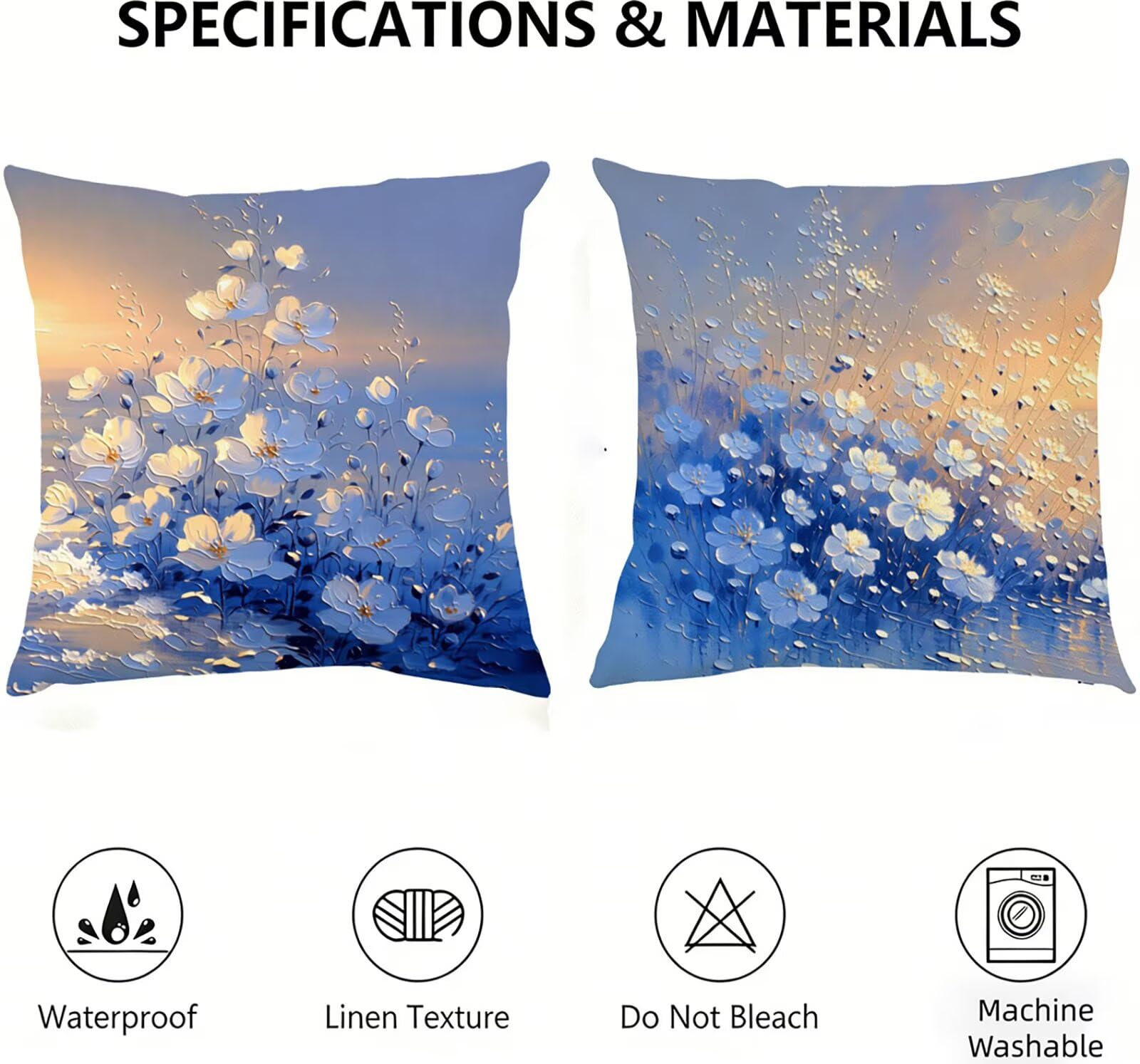 Housse de Coussin Canapé Flower 80x80cm Exterieur Impermeable Botanique Taie D'oreiller Décoratif Aesthetic Housse Coussin Decoration pour Chambre Sofa Jardin Balcon Terrasse Lot de 2. P-5508