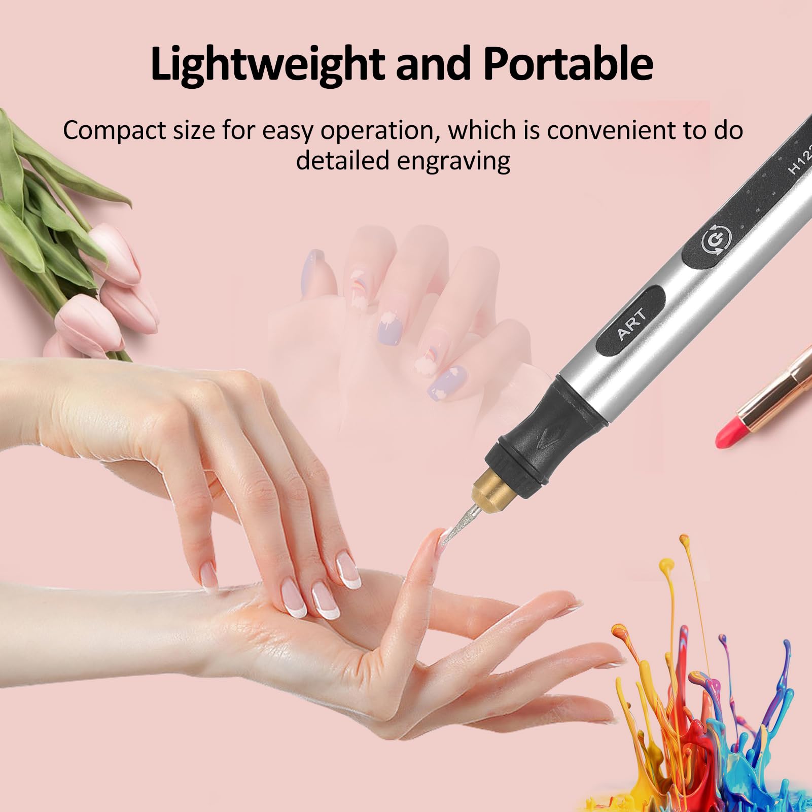 Draadloze Mini Rotary Tool Kit - 5 Snelheden Aanpassing USB Oplaadbare Mini Grinder met Licht 50 Accessoires Multifunctionele Power Rotary Tool voor Schuren Polijsten Boren Etsen Graveren DIY