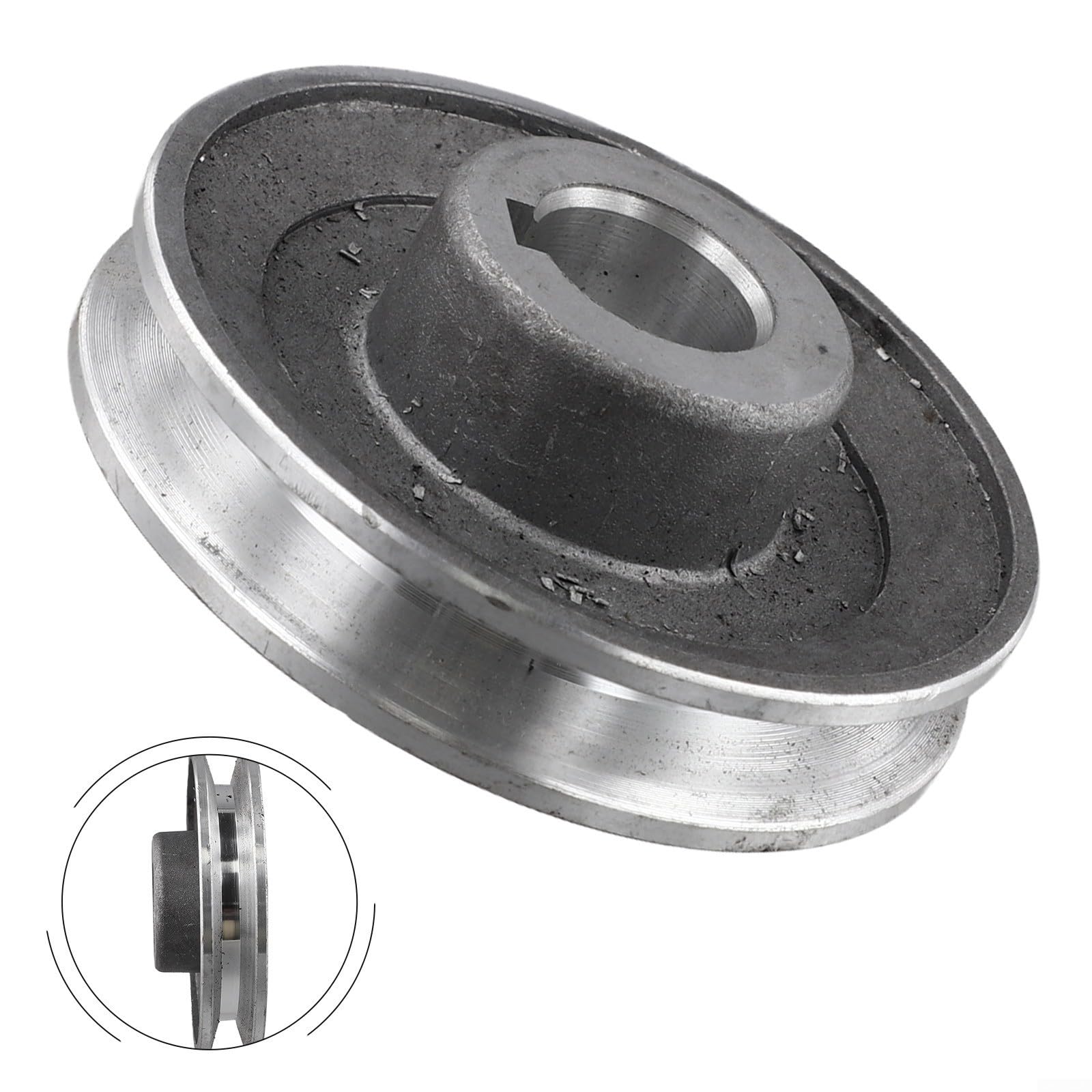 Polea de aluminio de una sola ranura 100 mm tipo A para compresores de aire 19 mm/24 mm diámetro interior 6 mm/8 mm plateado