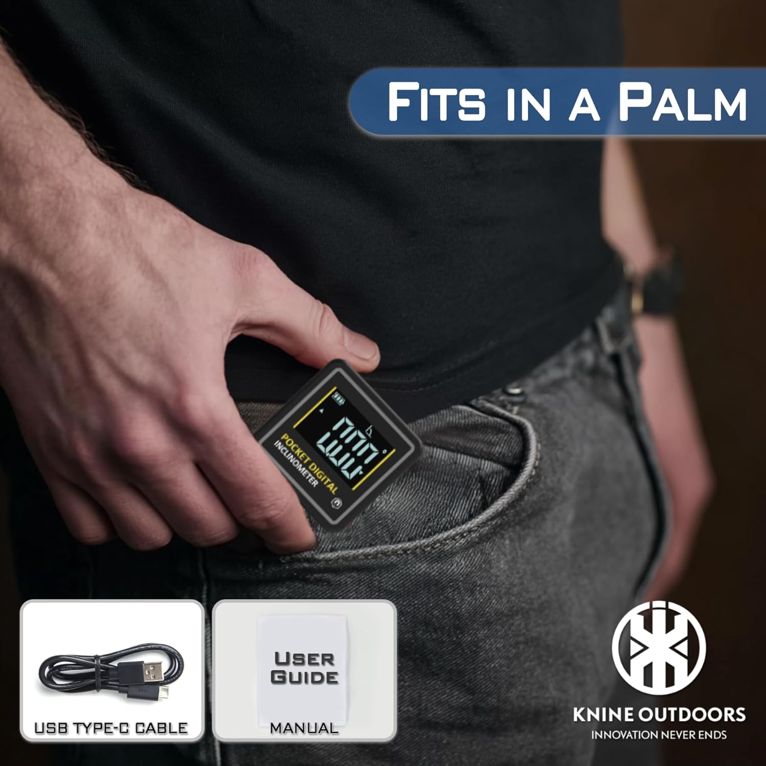 KNINE OUTDOORS ミニデジタルアングルファインダー4面強力磁気角度ゲージ テーブルソーマイター分度器 木工測定工具 吊り