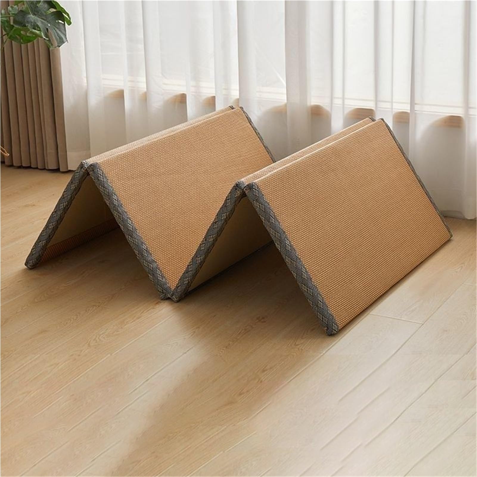 Futon Giapponese Pieghevole, Tatami Da Pavimento/materassino, Materasso Tappetino per Dormire, Meditazione Yoga Sala Zen Palestra(Light Wood Color A,80 x 190 cm)