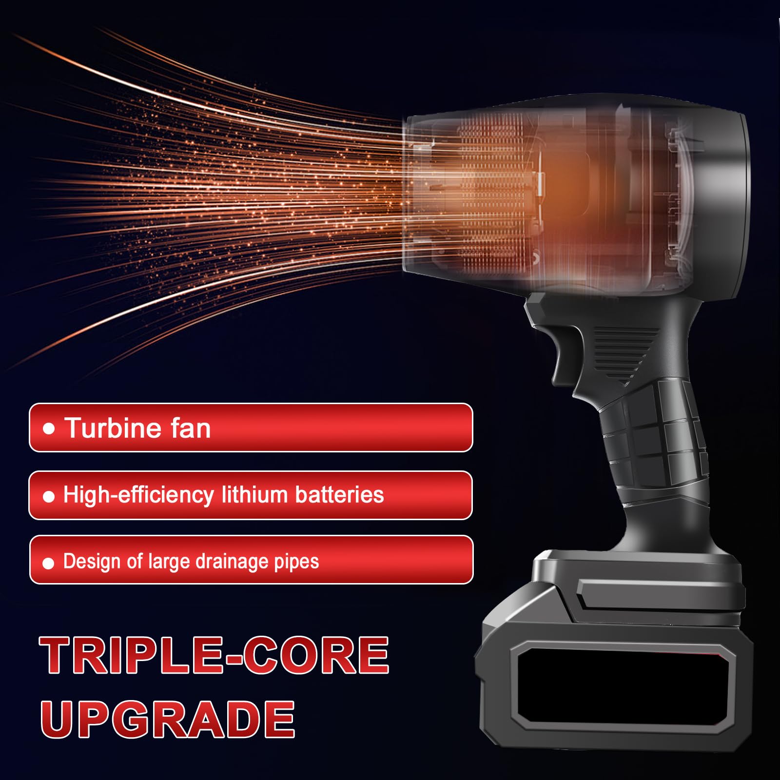 Soffiatore a Batteria Potente, 800W 35000RPM Aspiratore Foglie da Giardino, con Batteria 1300mAh, Turbo Elettrico Power Blower Soffiatore Portatile per Cura del Foglie, Polvere e Neve(Corto)