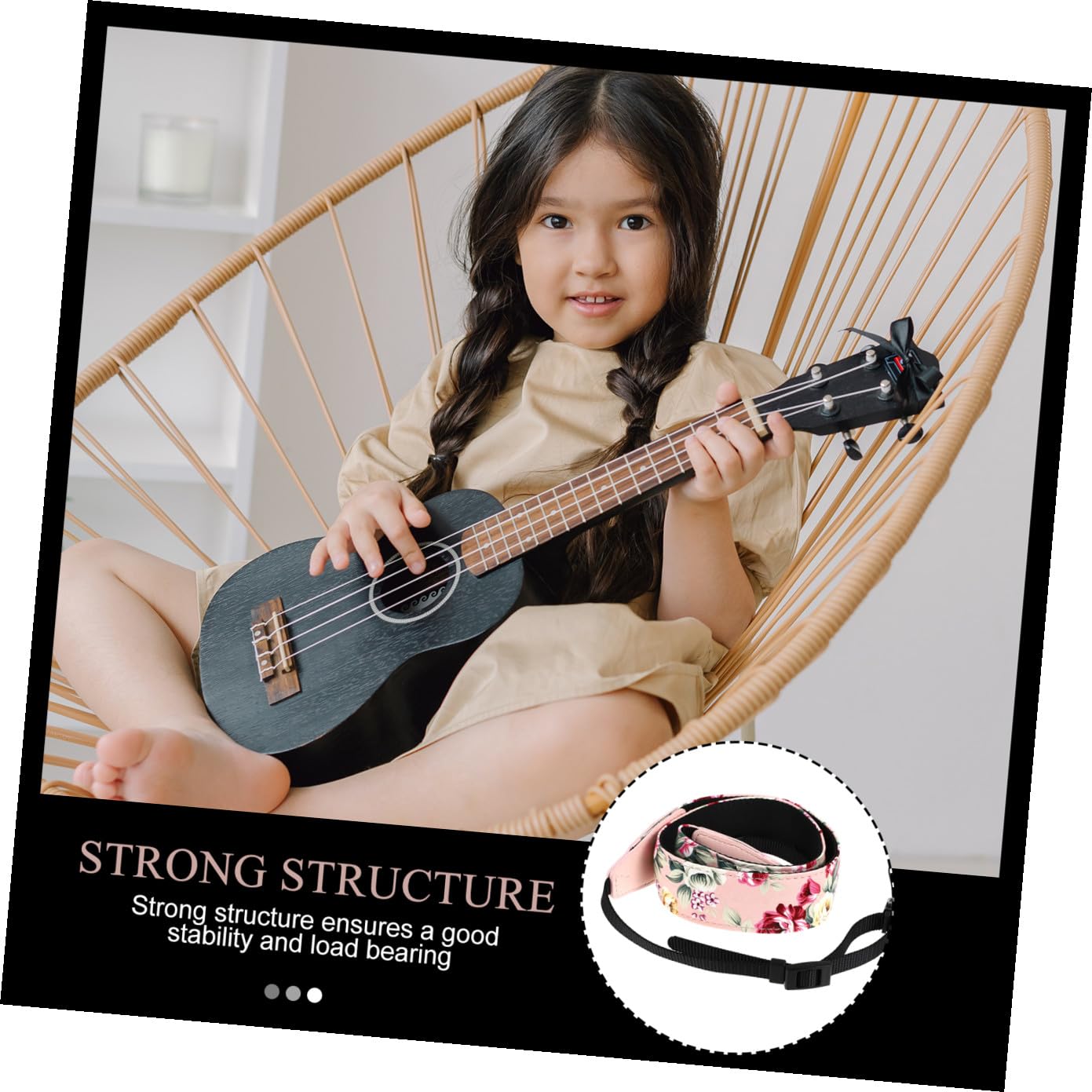 Verstellbarer Ukulelengurt und Reduziertem Schulterstress Zufälliger Stil im Hawaii Stil aus Nylon mit Mehrschichtigem Schutz für Ukulele bei Gelegenheit