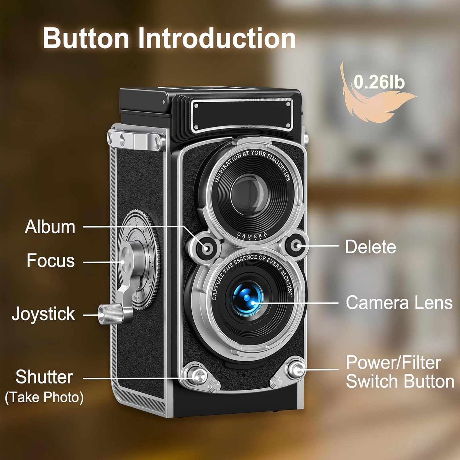 Mini Macchina Fotografica Digitale Vintage, Fotocamera Compatta Portatile in Stile TLR retrò, Fotocamera Tascabile 1080P 12MP per Principianti, Adolescenti e Adulti (16GB)