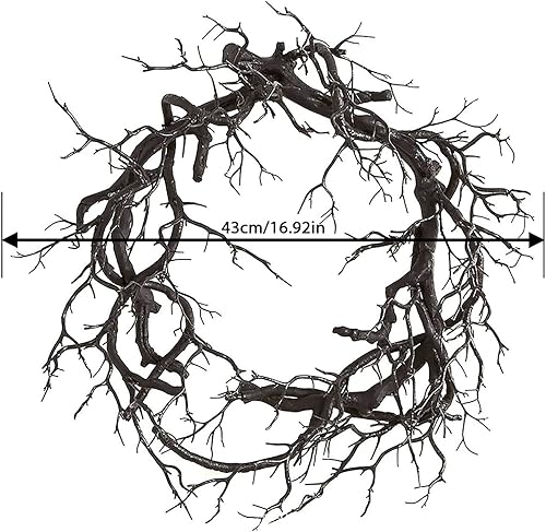 Miniatura 4 de Coronas de Halloween para puerta delantera, corona de ramita negra aterradora, coronas de puerta de Halloween, corona de cuervo negro, murciélago,