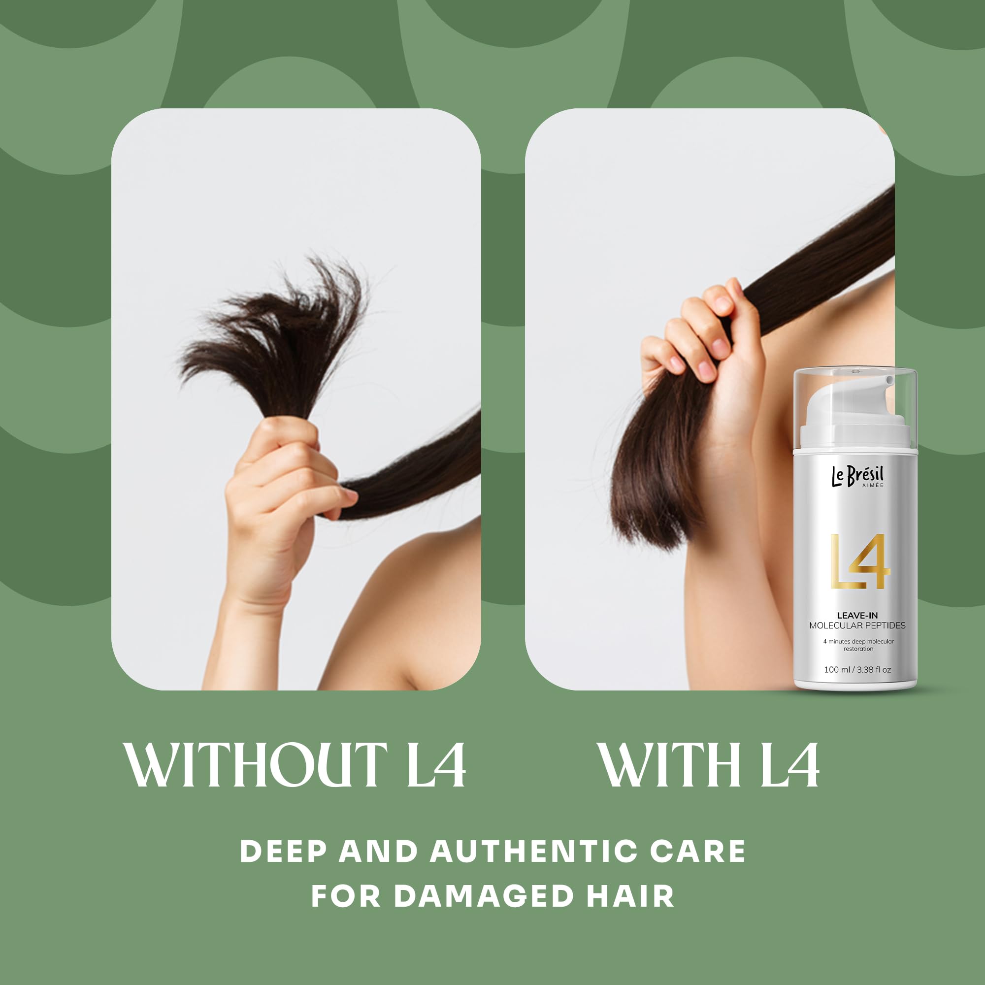 Mascarilla capilar Leave-In L4 Molecular Peptides – Repara el cabello seco o dañado – Restauración molecular profunda en 4 minutos – 3.38 onzas líquidas 4