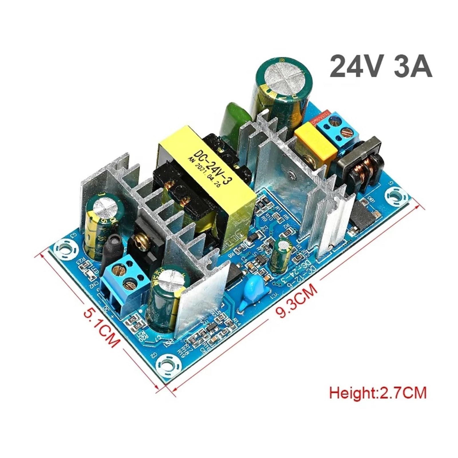 EDEDE Schaltnetzteil, AC 85-265V zu DC 5V 12V 24V Step Down Transformator Netzteil 1A 2A 4A 6A 8A 9A 13A Schaltnetzteil Modul Bare Board(24V3A)