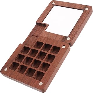 COHEALI Mini Walnut Wood Watercolor Palette Box 15-Color Paint Pallet Tray Portable Mixing Case for Artists Students Travel Painting Supplies