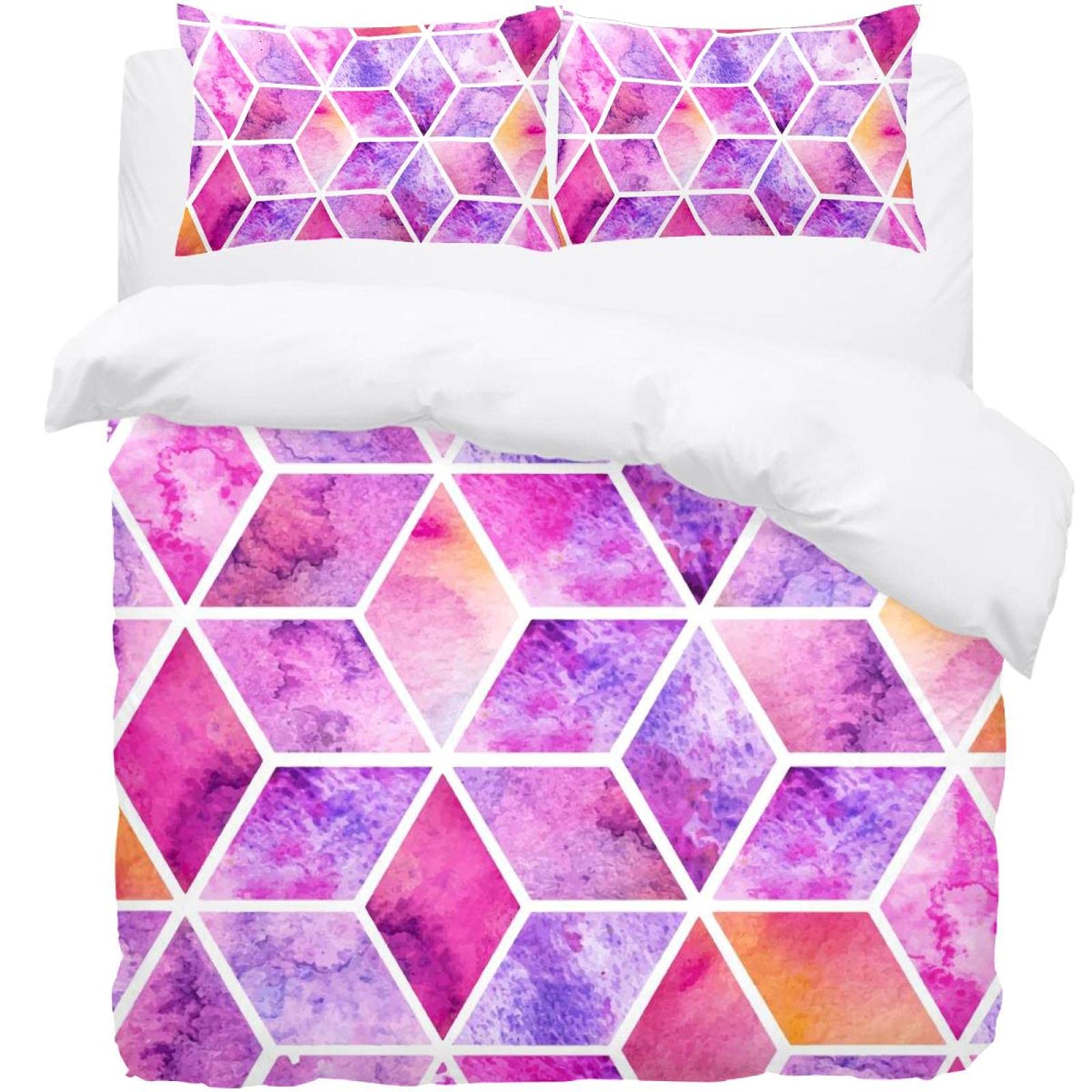 Parure de lit 3 pièces Supersoft avec 1 housse de couette et taies Rose