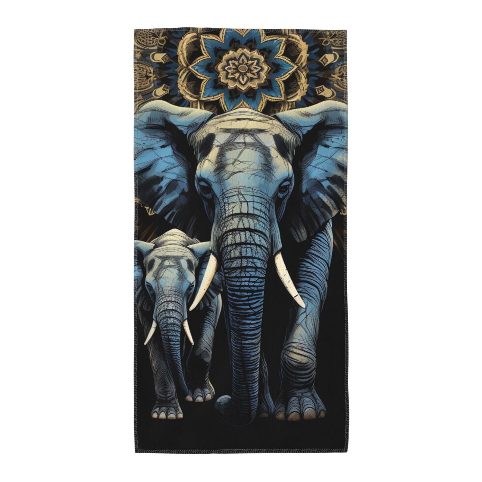 FekiLoot Absorbent Hand Towels 13.8"X27.5" Decorative Bathroom Towel Soft Microfiber Face Towel Two Elephants Dish Kitchen Towels for Bathroom Kitchen Hotel Spa Bath Towels