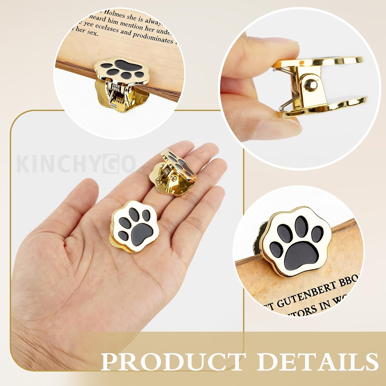 2 Pack Vintage Paw Print Metal Book Clip Travelers Notebook image 3