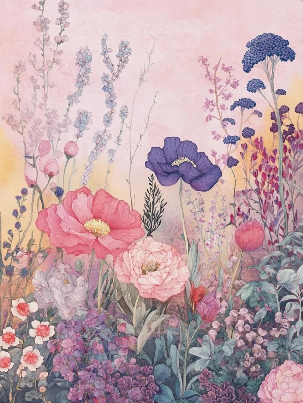 Rqwybcaxn Bead Cross Stitch Kits Watercolor Flowers 40x50cm