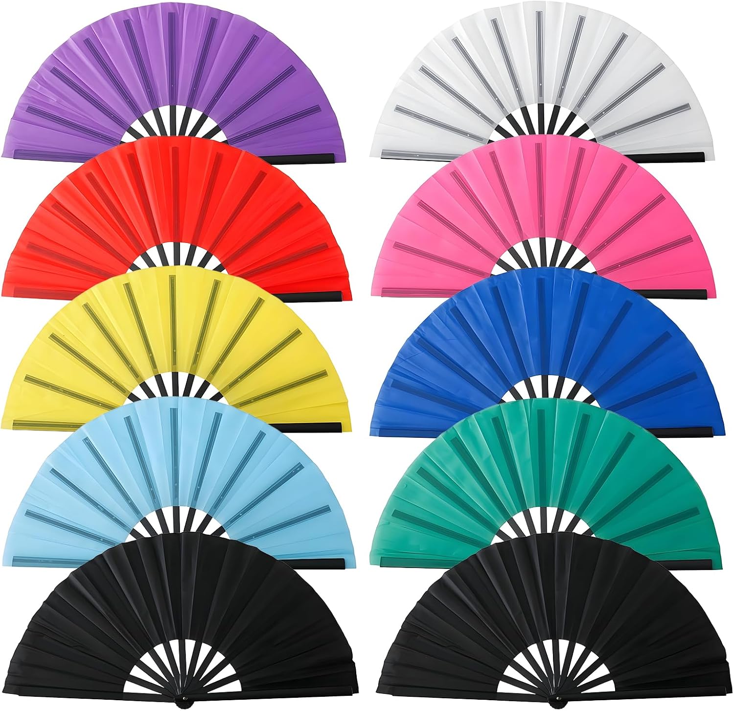 20 Pcs Folding Hand Fan Bulk 13" Polyester Taffeta Large Folding Fans, ABS Ribs, Mix Color Popping Clacking Fan for Chinese Kung Fu Tai Chi, Line Dancing, Boots on the Ground Dance, Performance