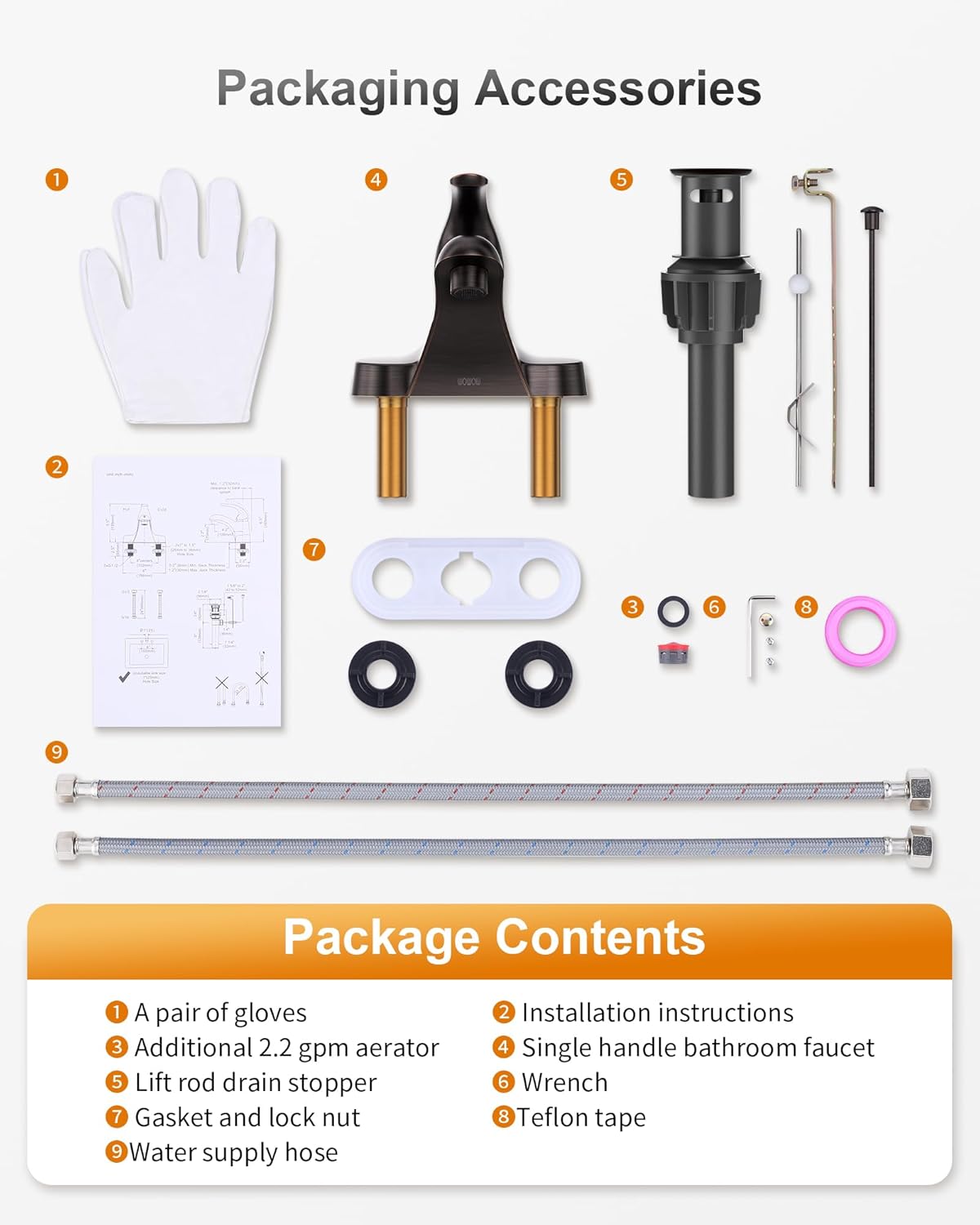 WOWOW Single Handle Commercial Bathroom Faucet Oiled Rubbed Bronze 4 inch Centerset Bathroom Basin Sink Faucets One Handle Vanity Faucets Basin Mixer Tap with Lift Rod Drain Assembly