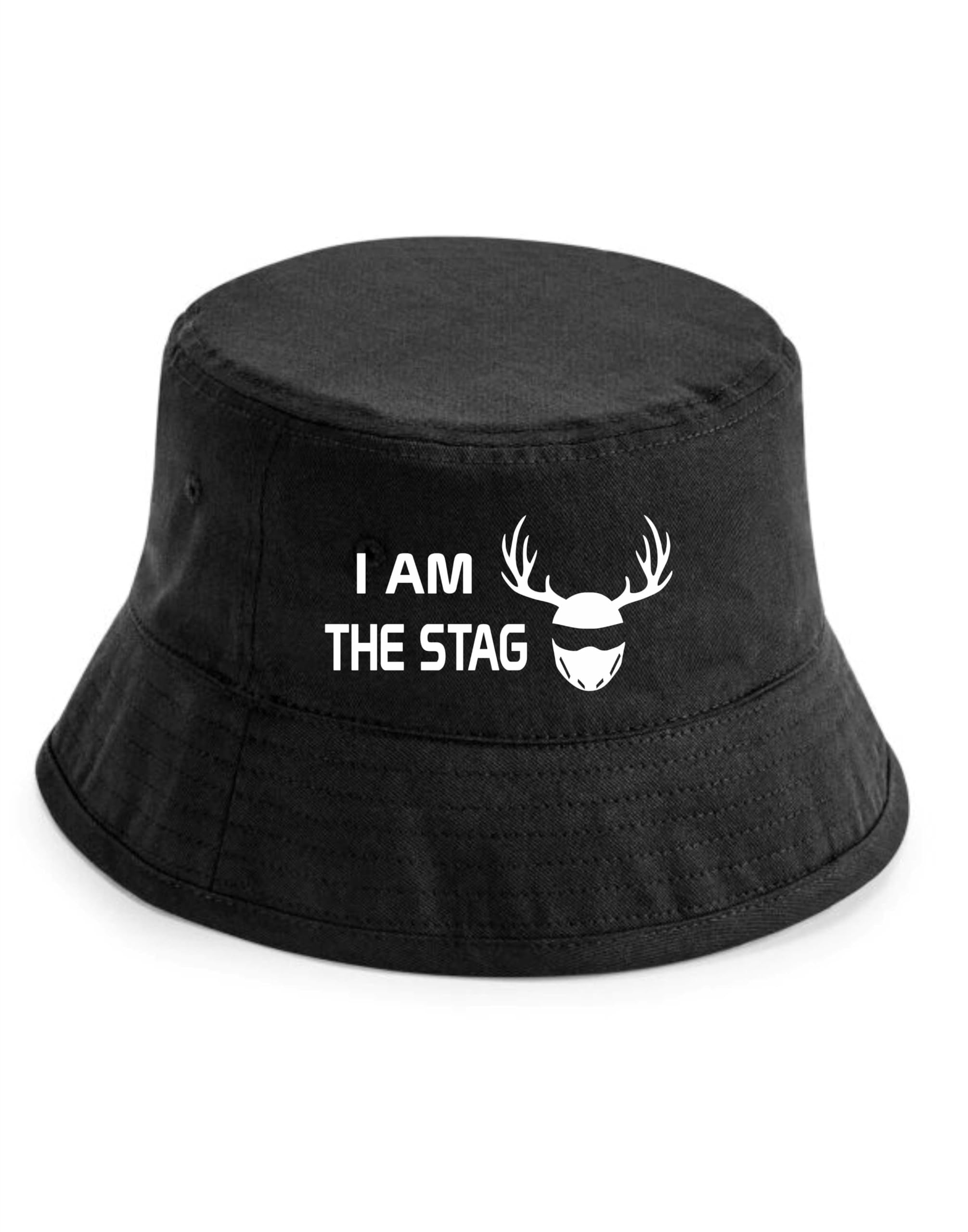 Print4u Unisex Black I Am The Stag Bucket Hat Stag Night Groom Wedding Gift For Men Lxl