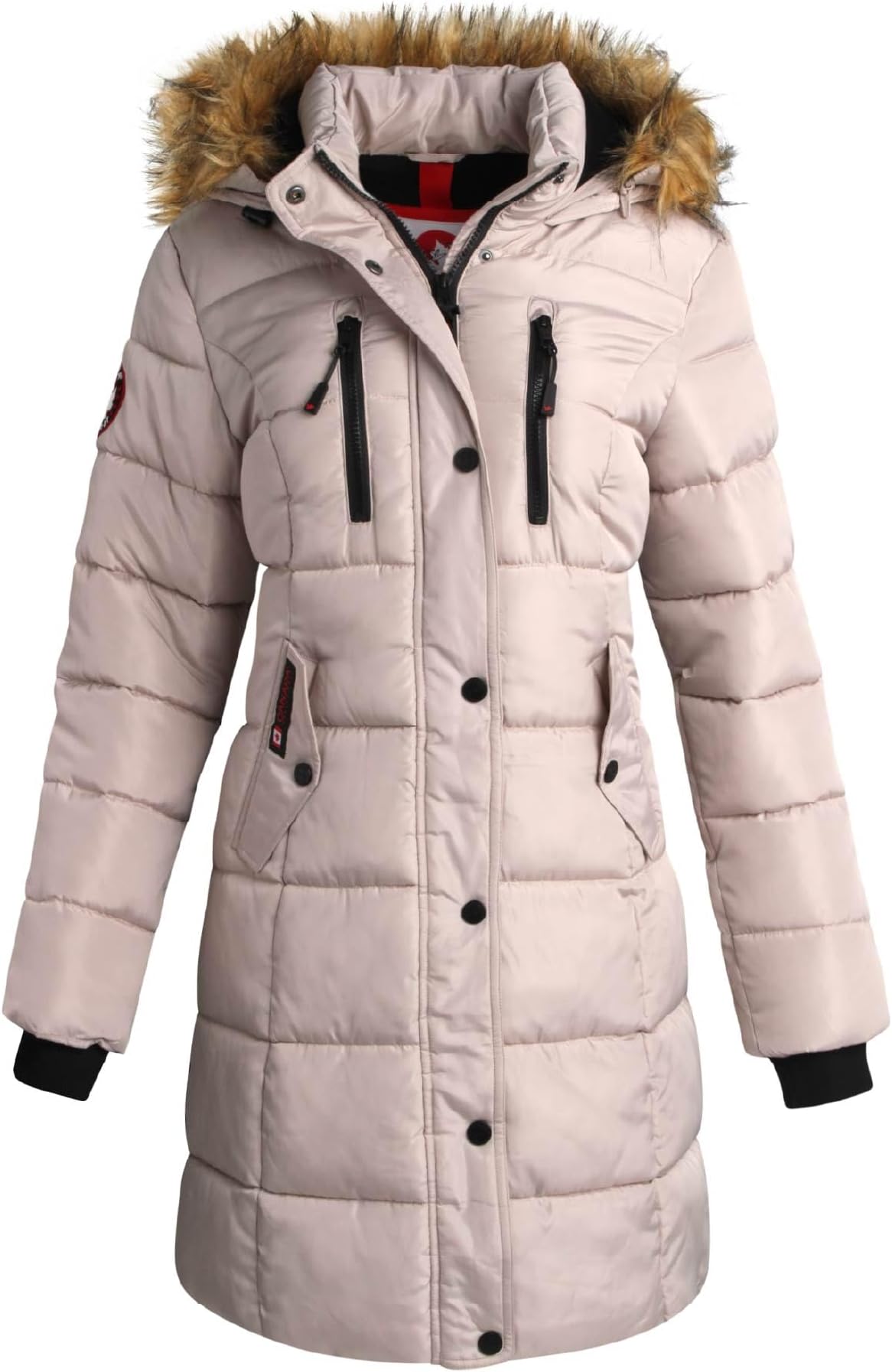 CANADA WEATHER GEARWomen's Winter Jacket - Heavyweight Long Length Bubble Puffer Parka (S-3X), Size 2X, Sand/Natural