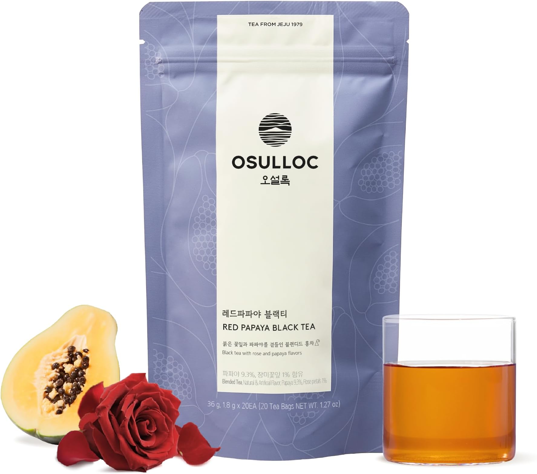 Osulloc Pyramid Tea Bag 20 count Pouch (Red Papaya Black Tea)