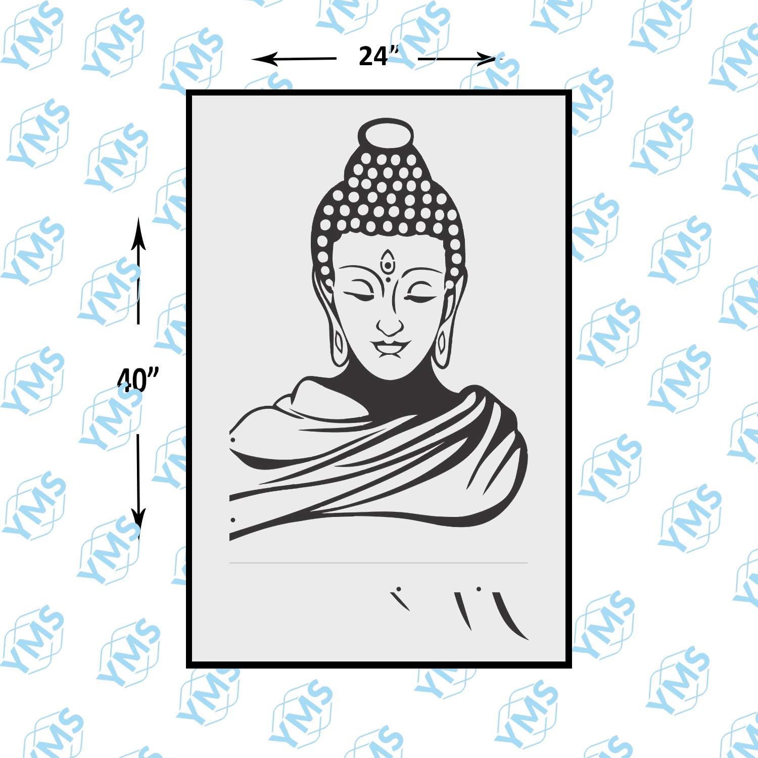 YMS Lord Buddha Reusable DIY Wall Stencils for Home Wall Decor (PVC, 24-inch X 40-inch)