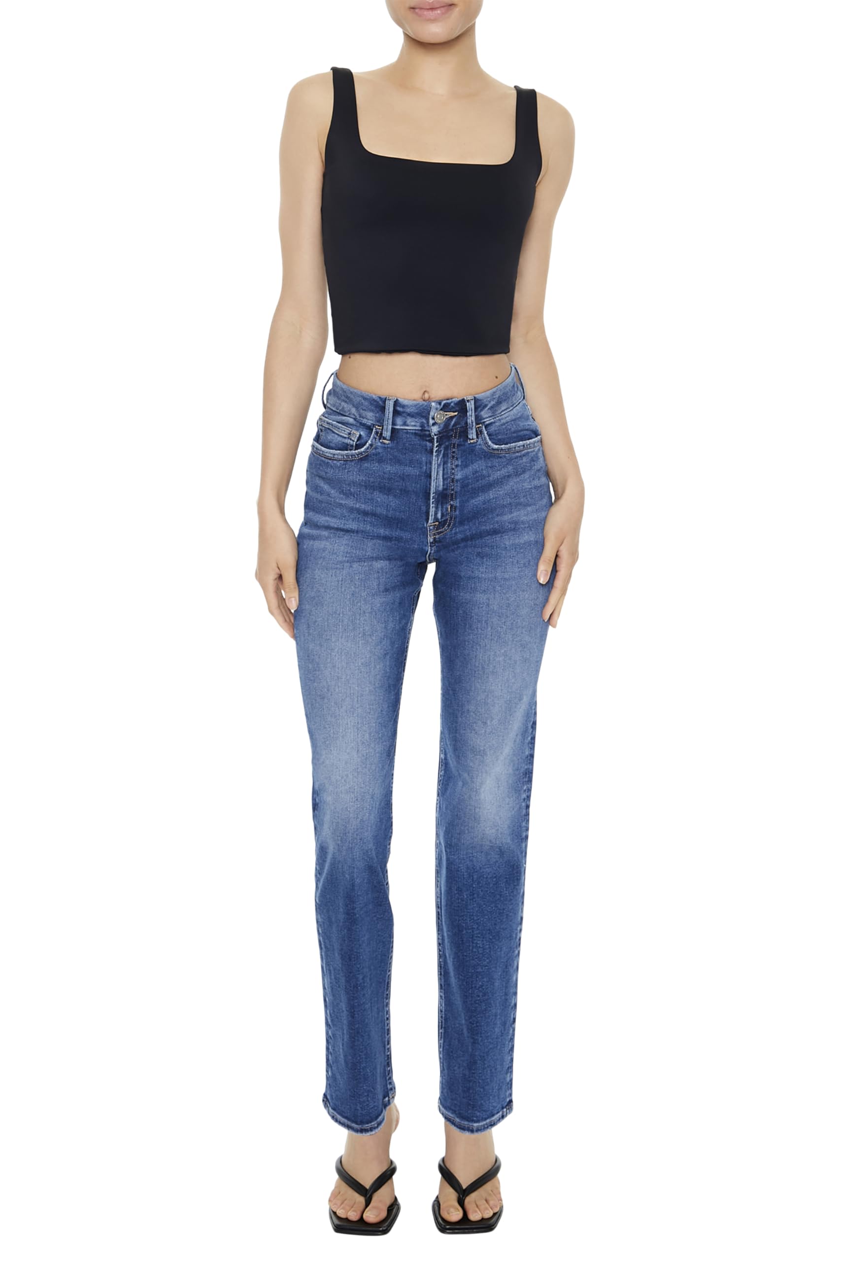 Forever 21 Women's Curvy High-Rise Straight Jeans