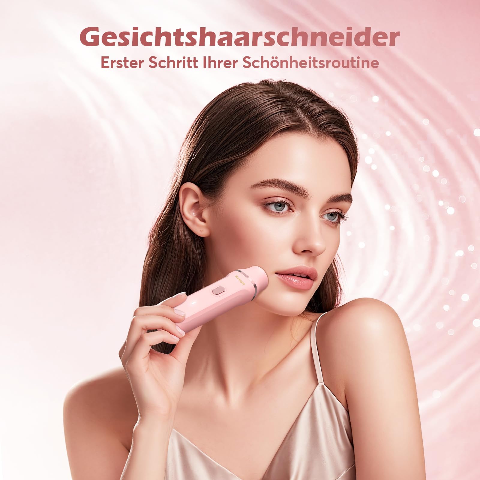 Intimrasierer für Frauen, Elektrischer Rasierer Damen mit 3 Aufsätzen, kabelloser und wiederaufladbarer Trimmer Damen für Intimbereich, Gesicht und Beine, Hautschonend & sanft(Rosa)