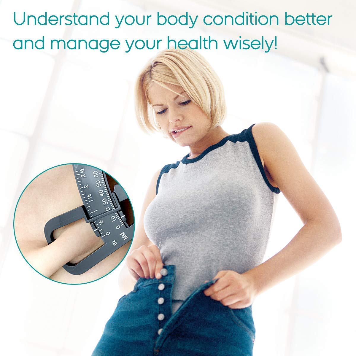 Gadget Hero's Personal Bodyfat Testing with Skinfold Calipers. Body Fat Calliper to Measure Your Body Fat (White) 3
