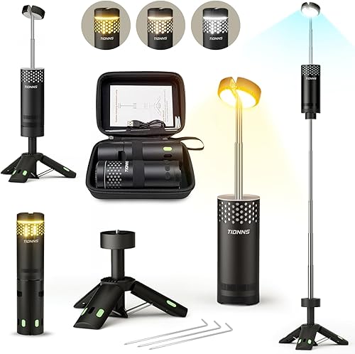 Luces de campamento recargables, linterna de campamento desmontable con soporte, lámpara telescópica impermeable para campamento, luz magnética para