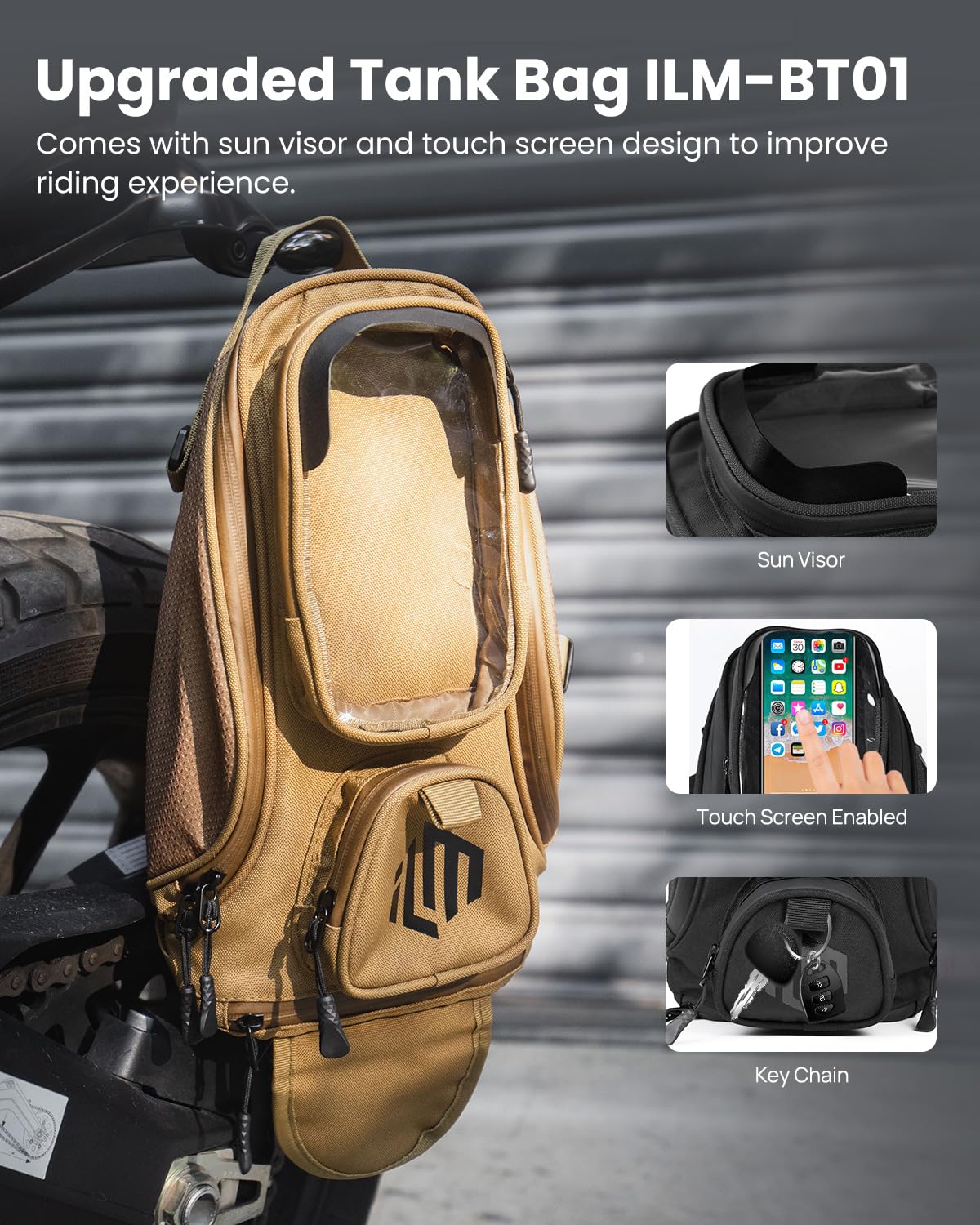 ILM Bolsa de Tanque de Motocicleta-Oxford Saddle Marrón Bolsas para depósito Motocicleta,Marrón