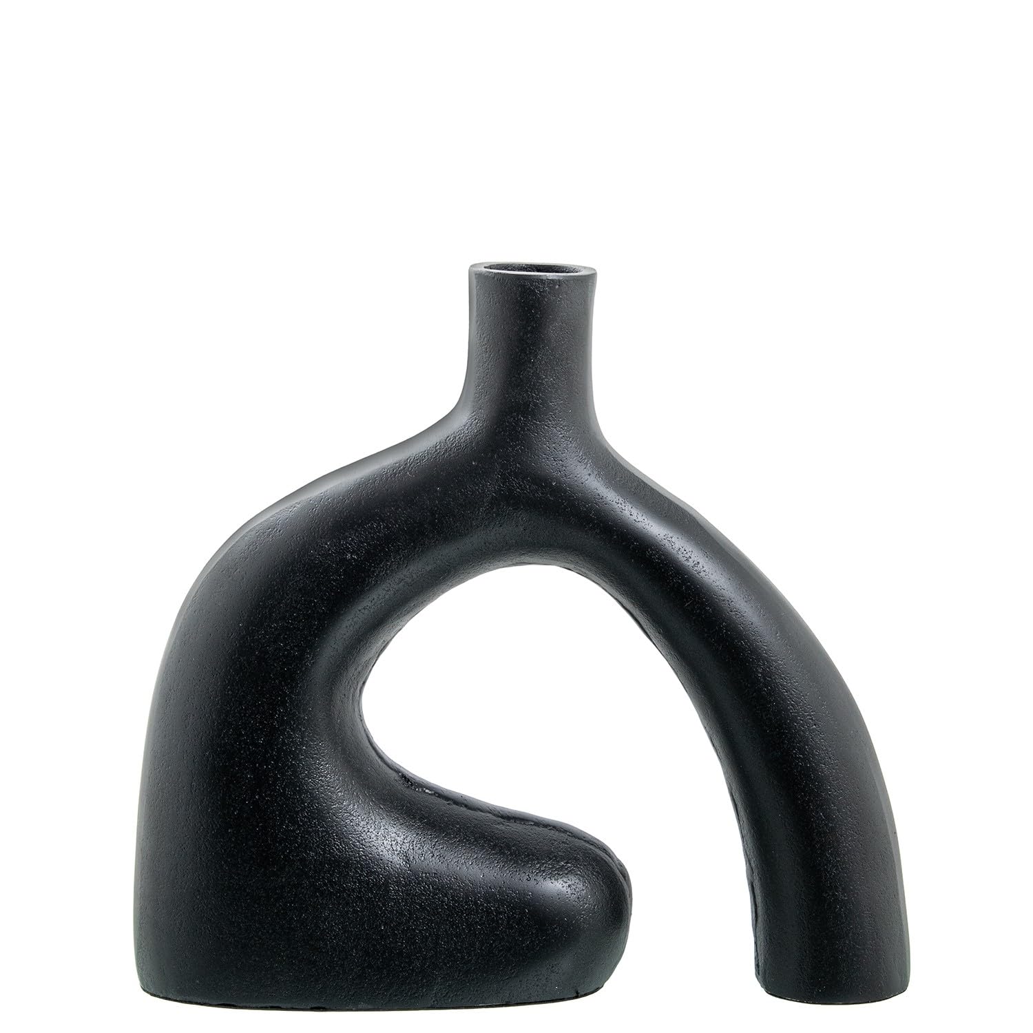 Vase de table en aluminium noir rugueux 25x7x26 cm solution deco pour petit meuble etroit
