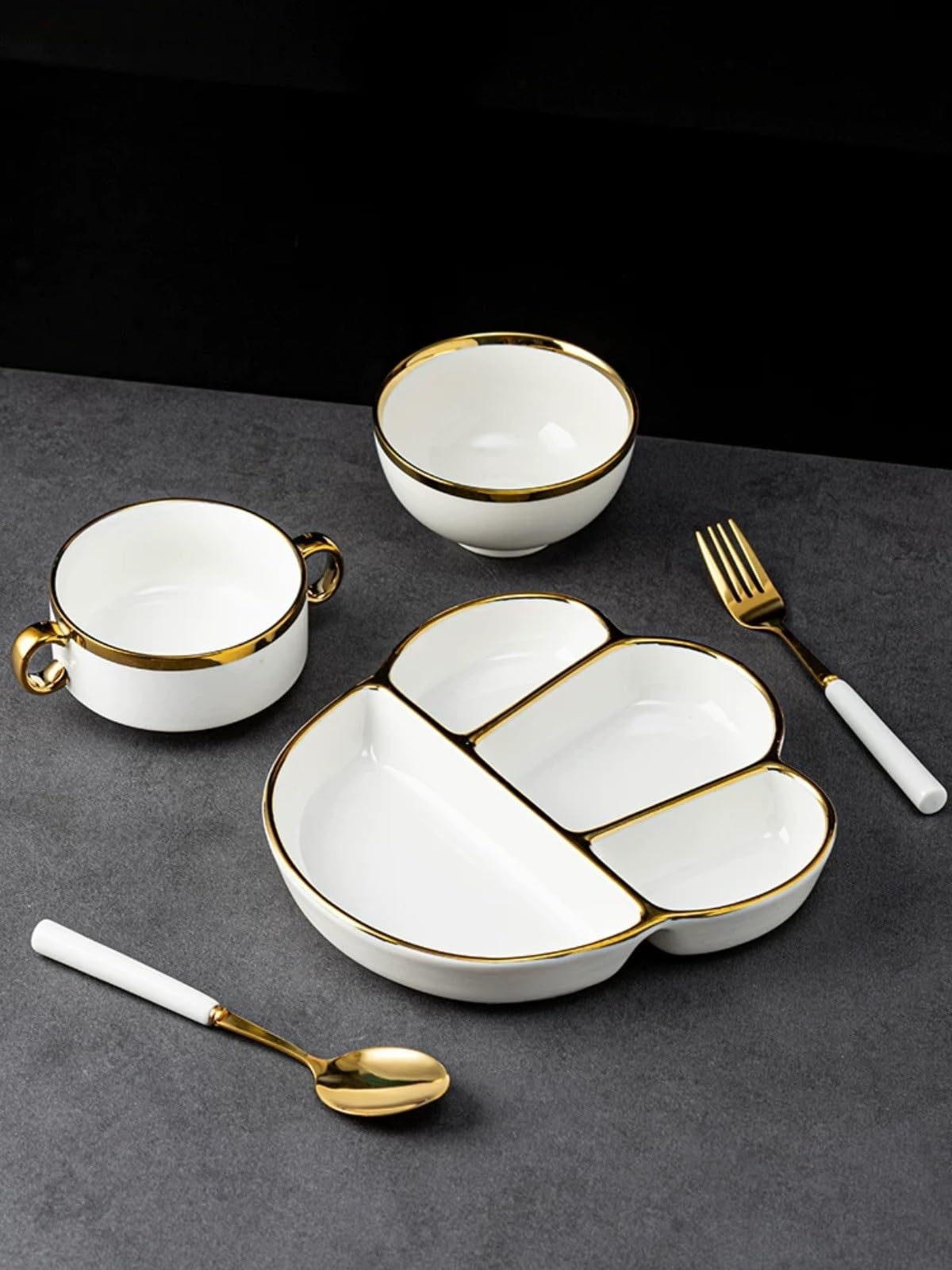 Meiiron Platos Divididos for Adultos, Platos Divisores de Vajilla (NO Apto for Hornos Microondas)(Set-C)