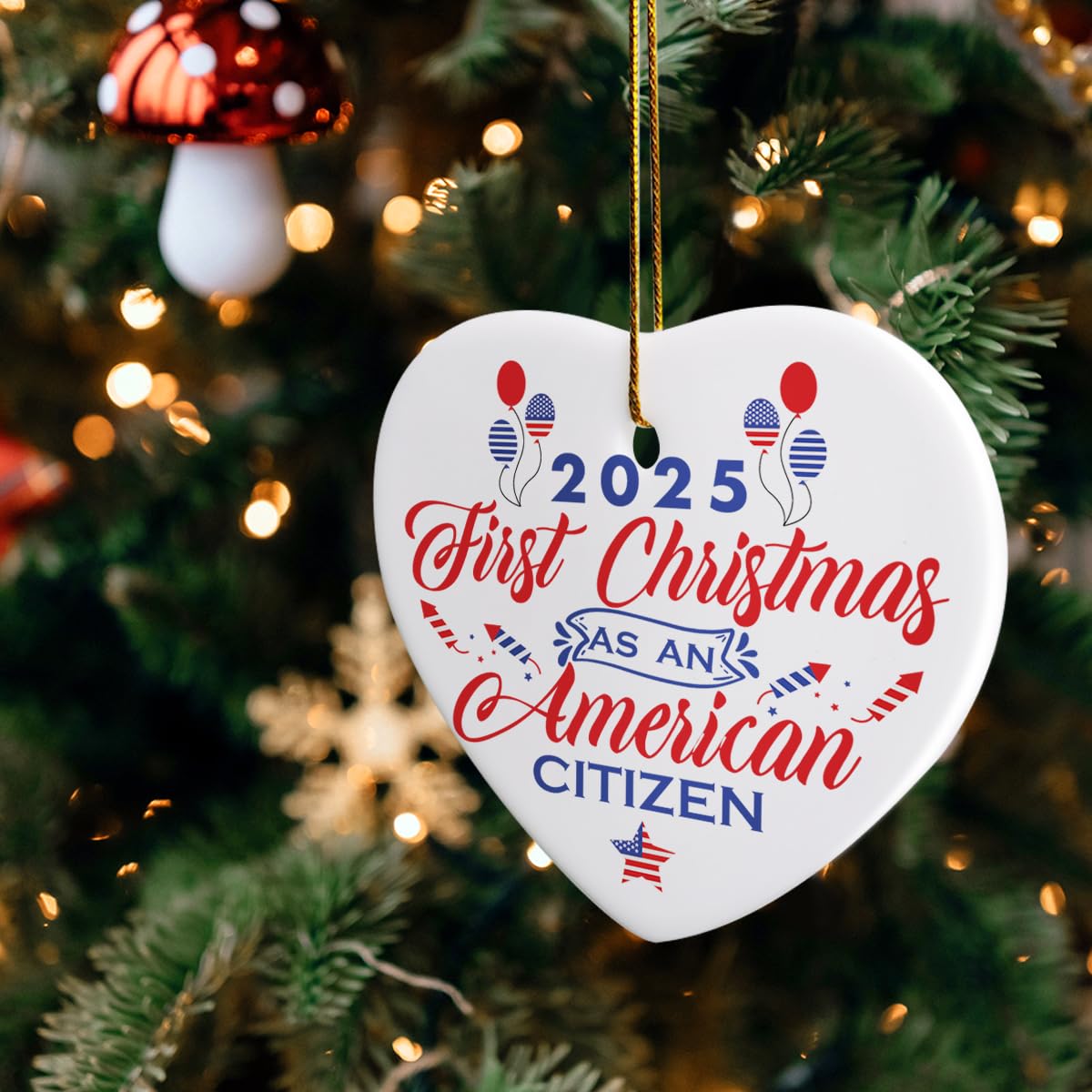 Christmas Ornament Gifts for New Americans, First Christmas as an American Citizen, Keepsake Tree Decorations, US Citizenship Gifts