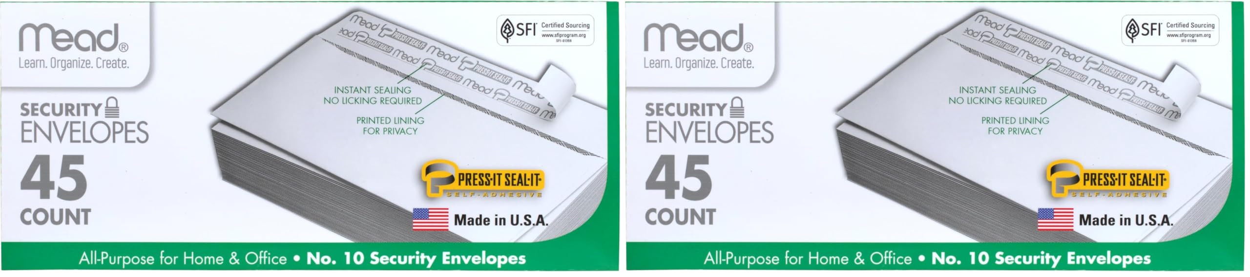 Mead #10 Security Envelopes, 90 Count White | Self-Adhesive Peel & Seal Business Mailers - main product image