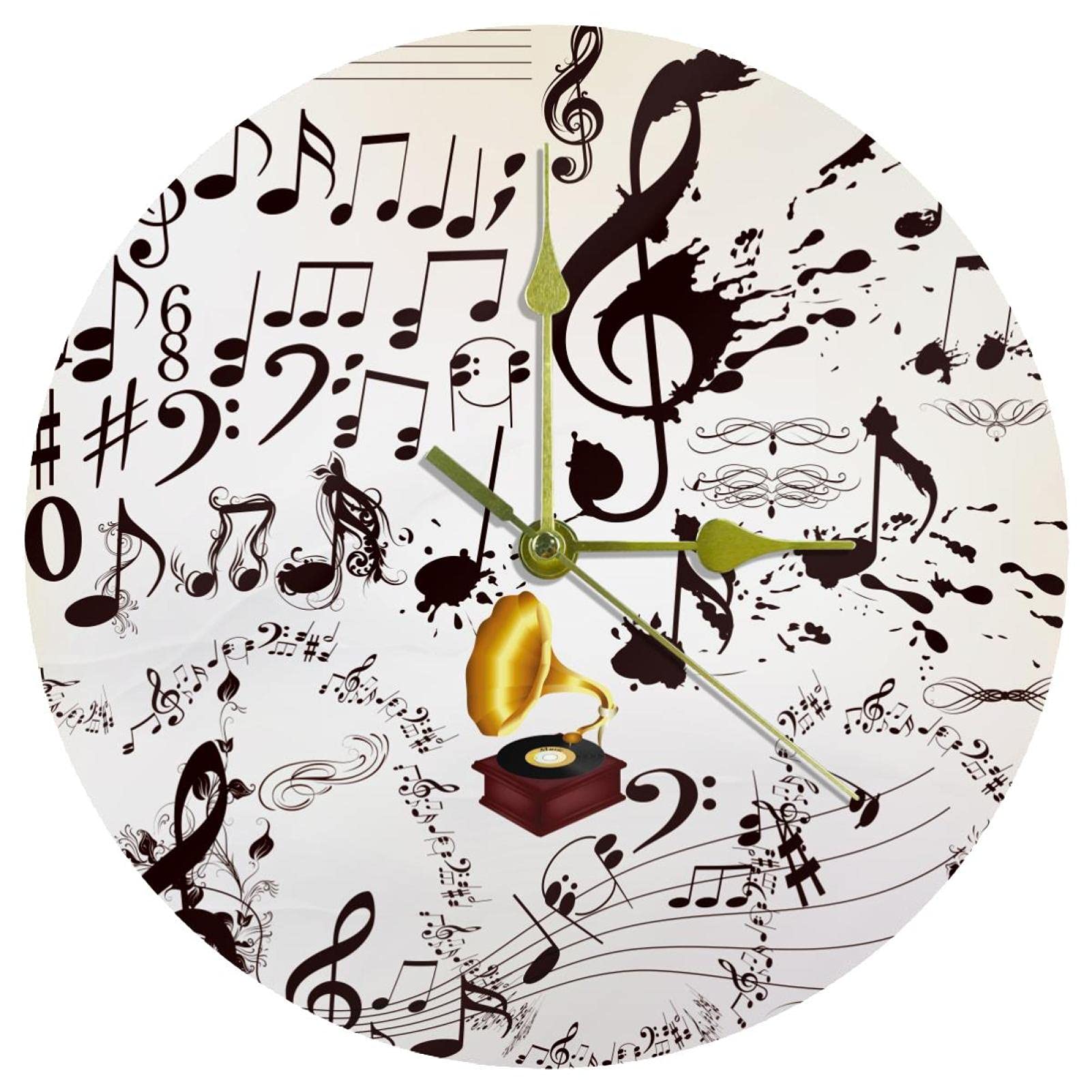 Horloge murale notes de musique pour décorer un salon de style ferme ou une cuisine