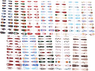 NOLITOY 864 Peças Adesivos De Unhas De Natal Pressione Nas Unhas De Natal Festa De Natal Unhas Postiças Floco De Neve Unhas Postiças Meninas Unhas Postiças Natal Unhas Postiças Dicas De