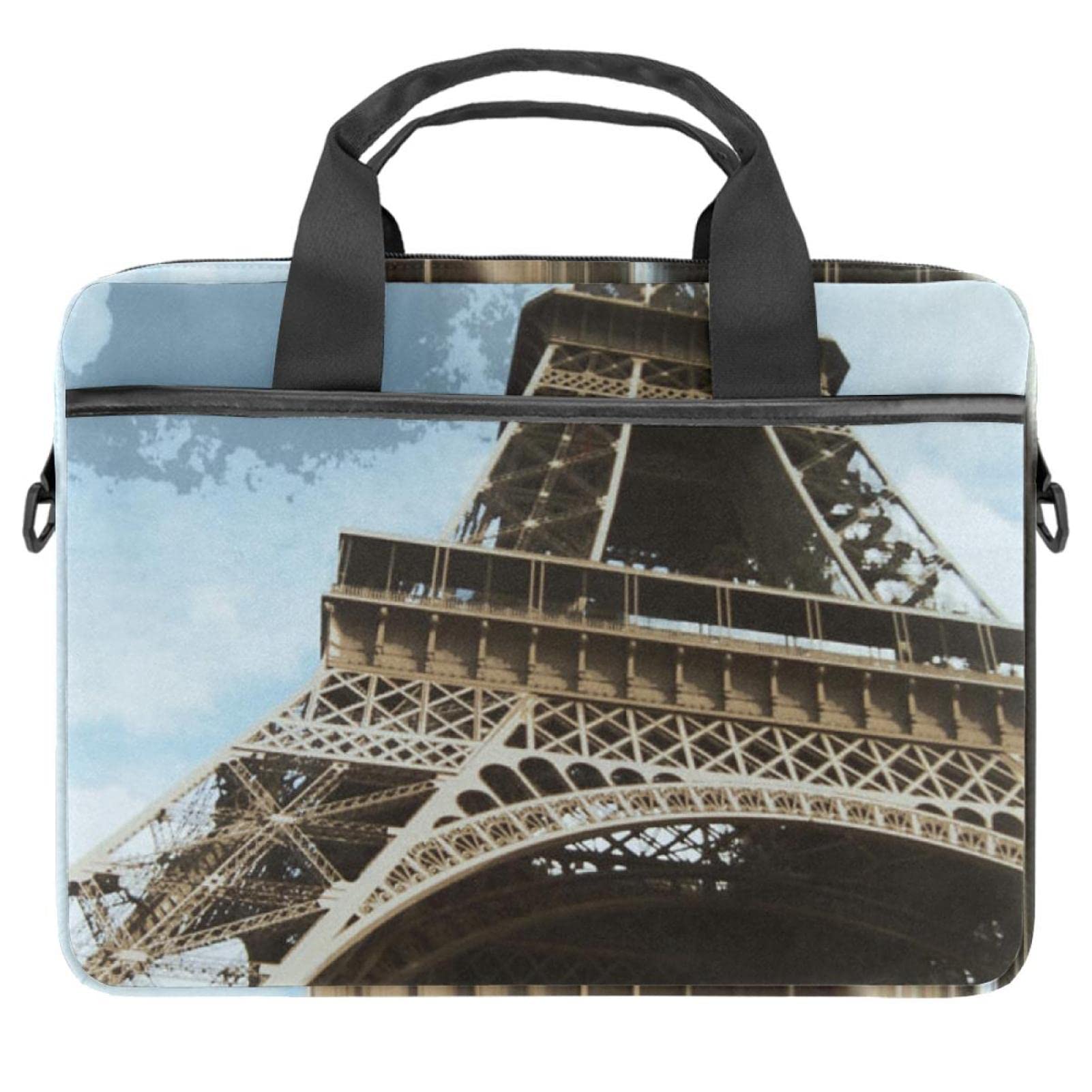 Maletín para portátil de 14 pulgadas con diseño retro de la Torre Eiffel multicolor 7