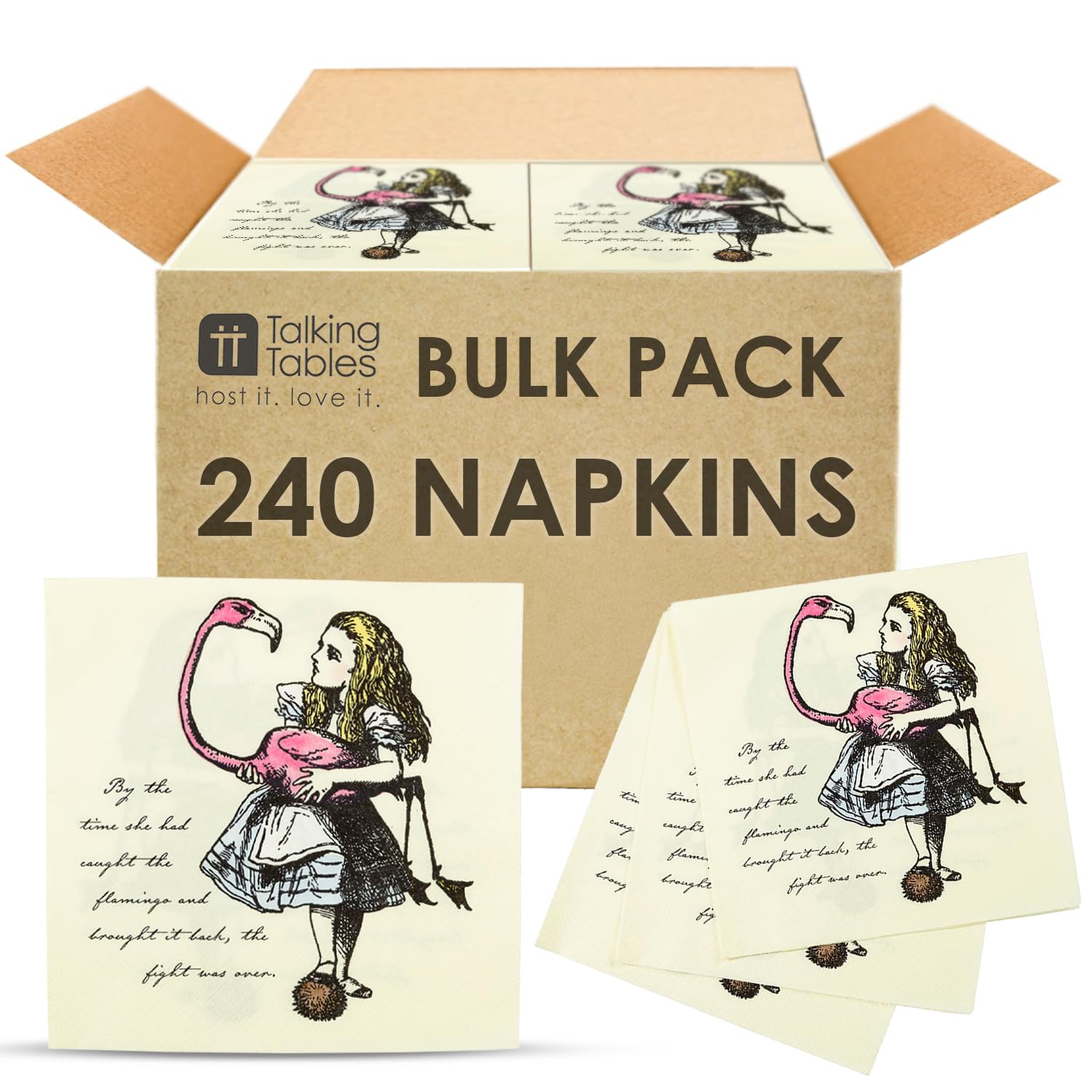 Talking Tables 144 x Alice in Wonderland Paper Napkins, Mad Hatter Afternoon Tea Table Party Decorations Disposable Strong Serviettes, Mother's Day, Birthday, Wedding, Baby Shower 3ply