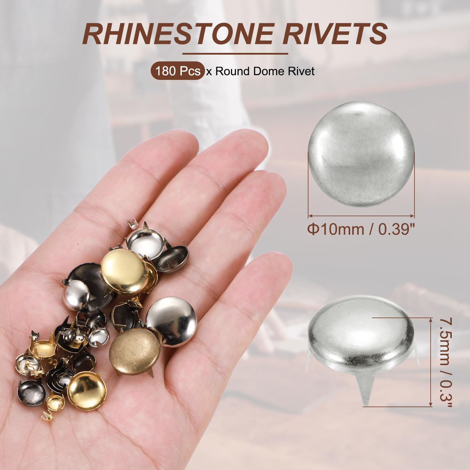PATIKIL 10mm Round Dome Rivet - Image 2