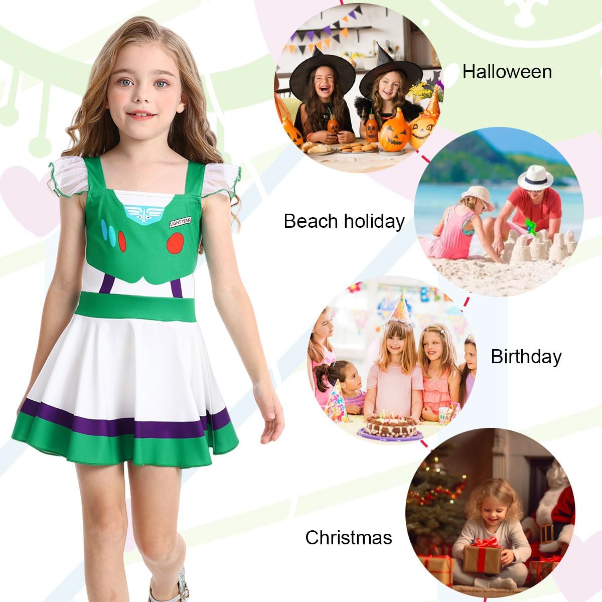 Eledobby Girls Princess Dress Up Toddler Halloween Cosplay Outfits Christmas Birthday Gift Party Clothes - Image 5