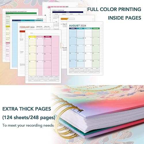 Miniatura 4 de Clonynix Agenda semanal 2024 de enero a diciembre, mensual y diario, tapa dura de 6 x 8 pulgadas, cuaderno anual arcoíris de 248 páginas, cubierta