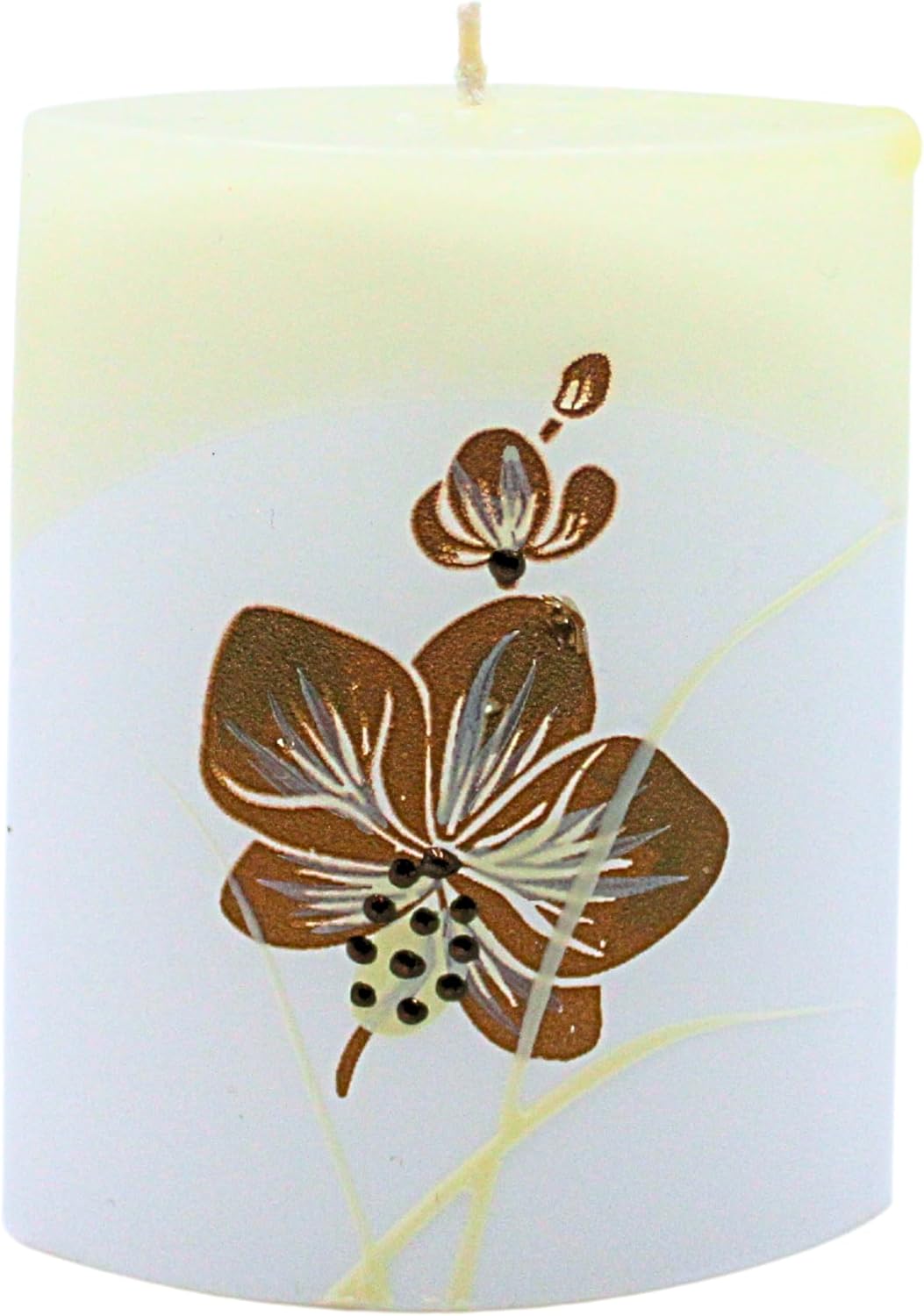 High-Quality Candle with Orchid/Orchid Candle/sail/White with Brown Blossom/L/W/H: Approx. 9 x 5 x 12 cm